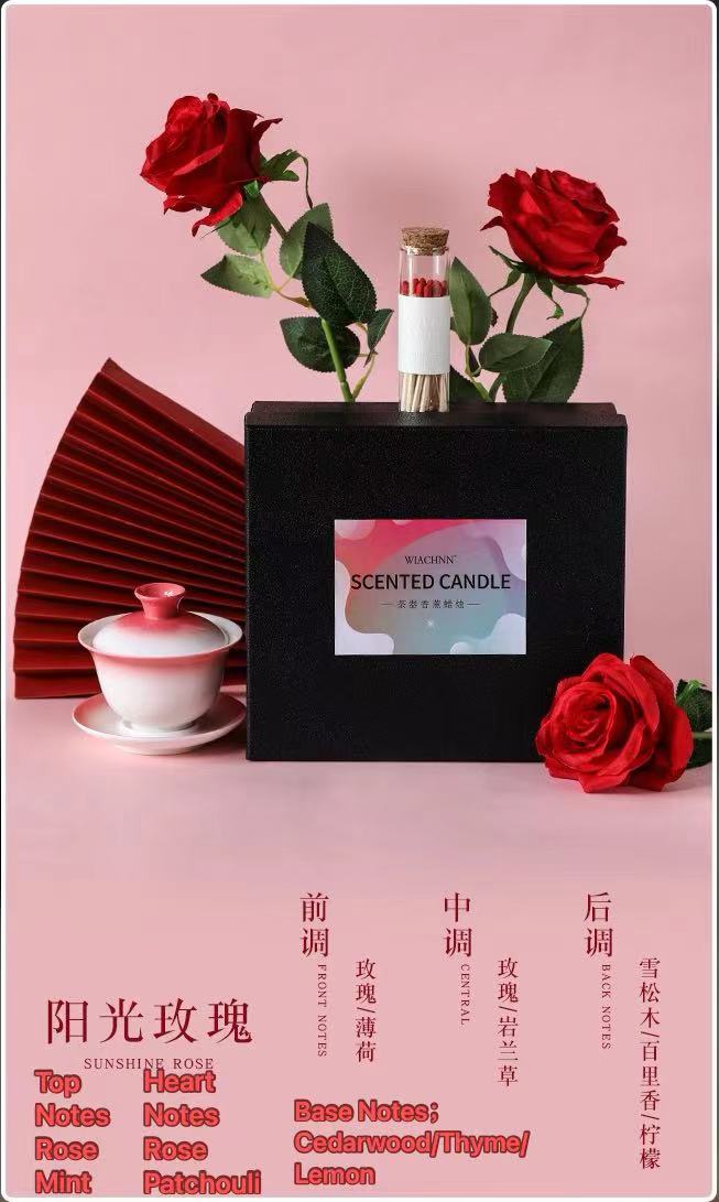 New Chinese-style ceramic tea set and scented candles