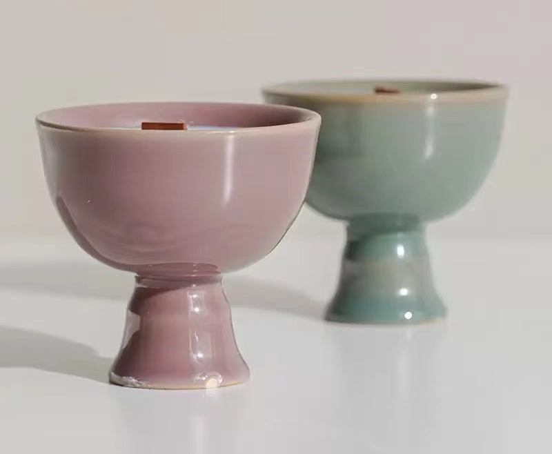 Song Dynasty Yue Kiln Celadon High-Legged Incense Burner Candle Cup