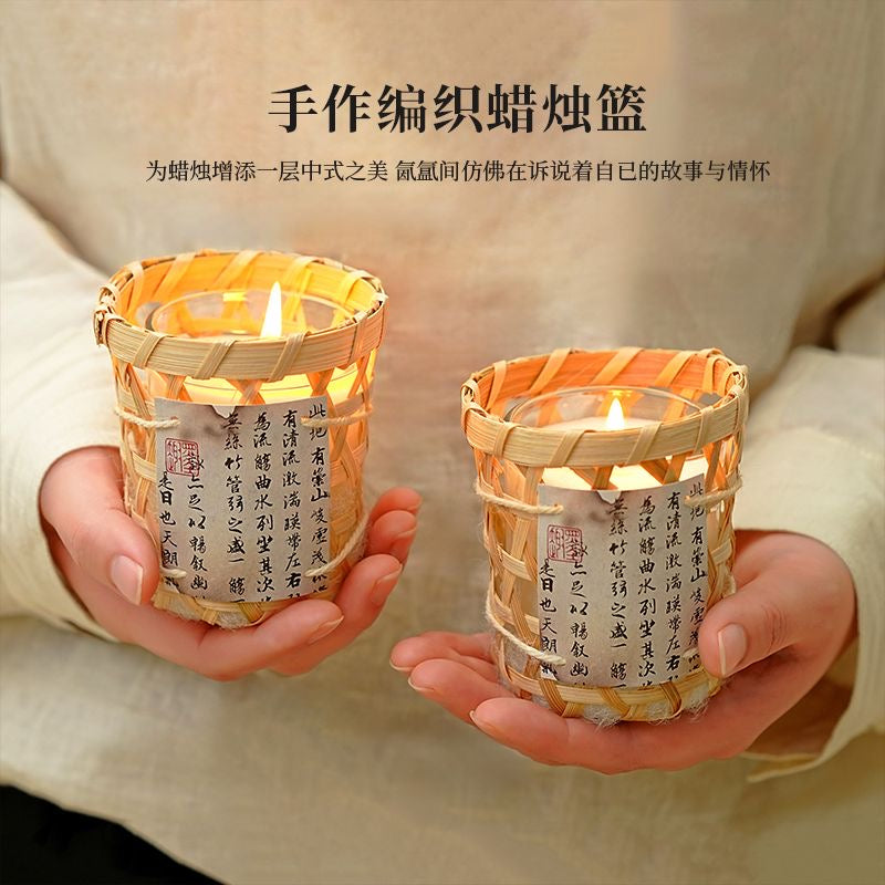 Hand-woven Bamboo Basket Scented Candle