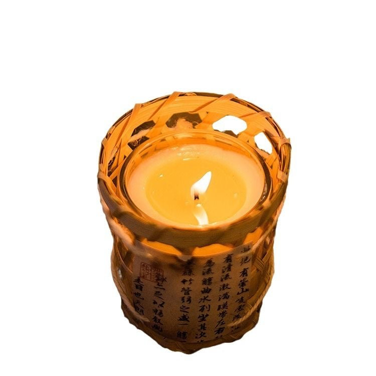 Hand-woven Bamboo Basket Scented Candle