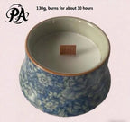 Blue and white ice plum ceramic smokeless scented candle