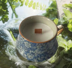 Blue and white ice plum ceramic smokeless scented candle